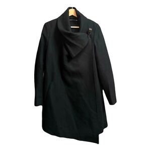 AllSaints Asymmetrical Black Wool Coat
